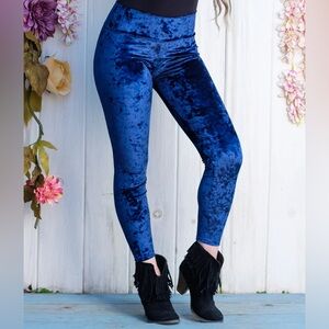 Warrior Within Designs Blue Velvet Skinny Leggings